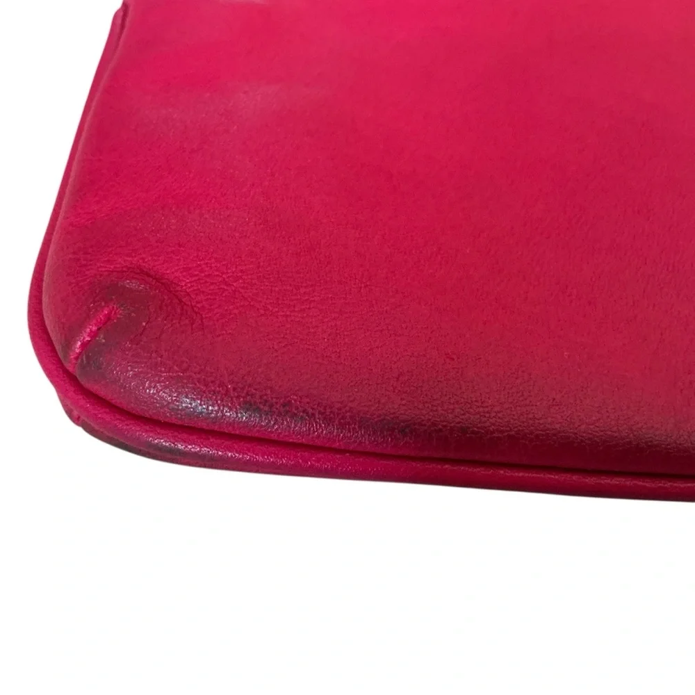 Coach Women's Vibrant Pink Wristlet silver hardware 6x4